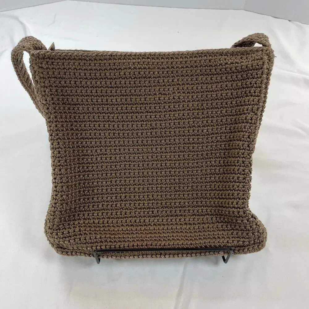 The Sak Crochet Shoulder Bag Hobo Taupe Brown Medium Women's Boho Casual